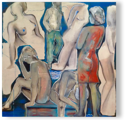 Beziehungen
öl, Sand/Lw 100 x 100 cm, 2013