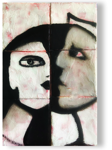 Beziehungsweisen
Öl, Lack/6 Lw, je 15 x 15 cm, 2020